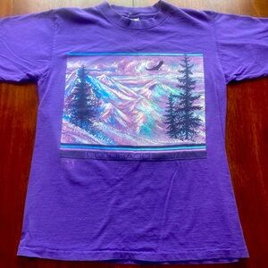 Vintage 90s Purple Colorado Graphic T-Shirt Tee 1991 size Large